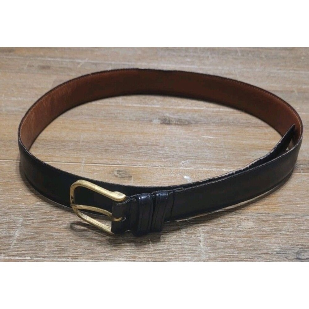 Coach Men's Black Cowhide Leather Belt Sz 32 Style 5600 Made In USA Brass Buckle